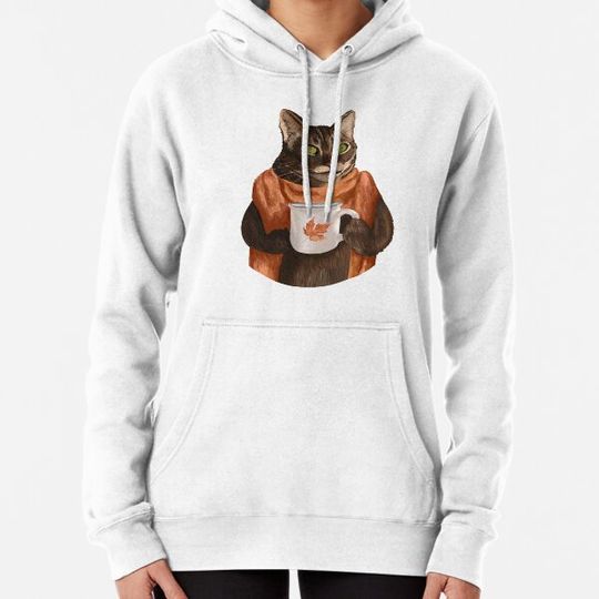 Discover Drawing of Autumn Coffee Cat With Maple Leaves Havana Brown Cat Hoodies