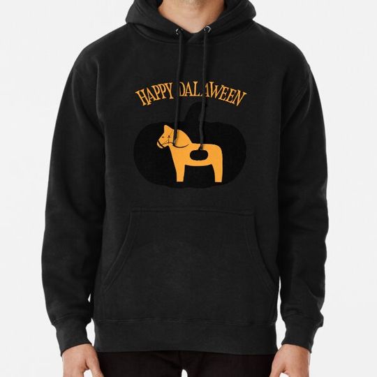 Discover Happy Dalaween Funny Swedish Dala Horse Halloween Pumpkin Pun Meme Hoodies