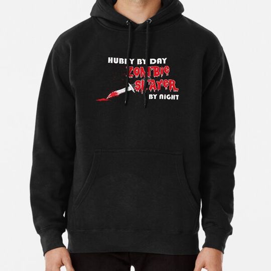 Discover Hubby By Day Zombie Slayer by Night T-Shirt Funny Halloween Spooky Men's Tee Hoodies