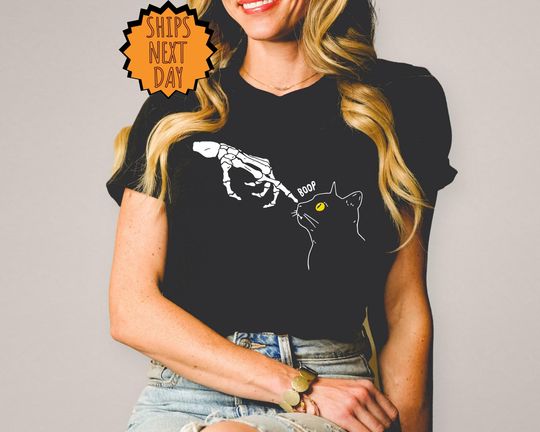 Discover Halloween Cat Skeleton Shirt