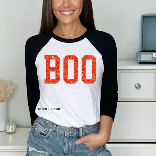Discover Womens Halloween Glitter Boo Shirt