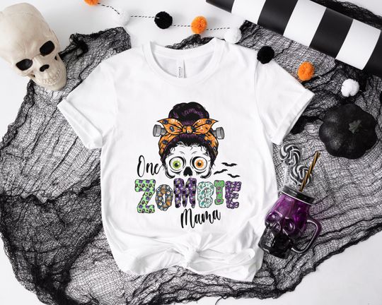 Discover Halloween One Zombie Mama Premium Tee - Autumn, Fall T-shirts | Personalized T-shirts | Fully Customized | Funny Cute Apparel