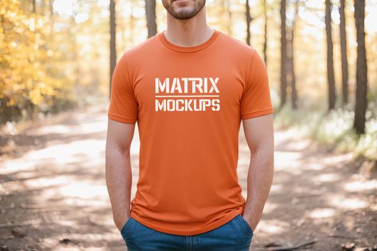 Discover Orange Bella Canvas 3001 T-Shirt Mockup