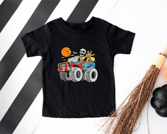 Discover Skeleton Driver T-shirt, Kids Halloween Fun Shirt, Trick Or Treat, Boo Boo Crew, Dark Elements, Creepy Season Tee, Witchy Vibe, Spooky Candy