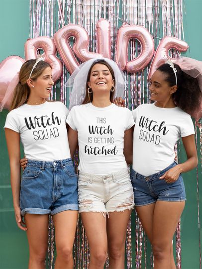 Discover Halloween Bachelorette Party Shirts - This Witch Is Getting Hitched - Witch Squad - Halloween Wedding Hens Night T- Shirt Cute Gift