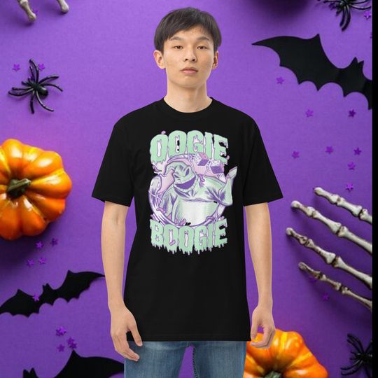 Discover Mens Women's Unisex Halloween Heavyweight 100% Cotton Boogie Spooky  T-Shirt
