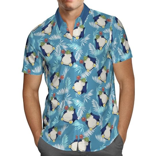 Discover Sn Lax PKM Button Up Shirt, Funny Tee, Gifts for Him, Anime, Kawaii, Pika, Charizard, Magikarp, Christmas, Birthday, Hawaiian Shirt