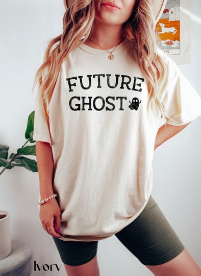 Discover Future Ghost Tee, Spooky Tshirt, Ghost Halloween Shirt, , Garment Dyed, Boho, Oversized, Vintage, Spring Clothing