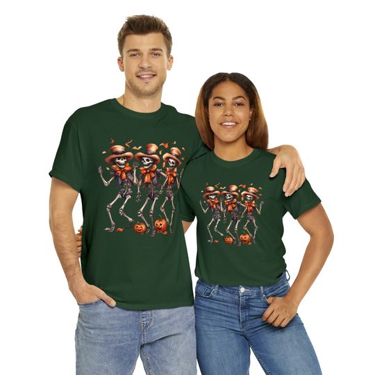Discover Couple's Halloween Tee: Dancing Skeletons, Halloween tshirt, fall shirt, skeletons t shirt