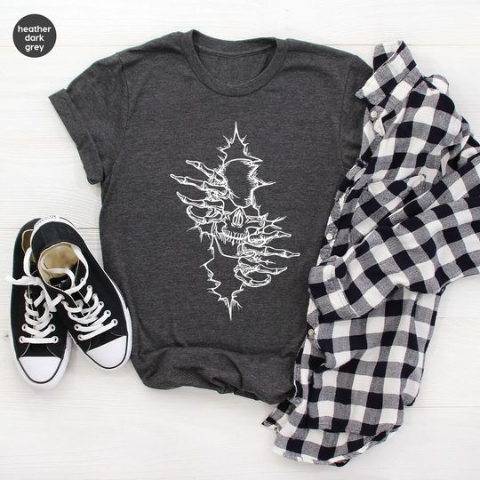Discover Skeleton T-Shirt, Gothic T-Shirt, Skull Graphic Tees, Halloween Crewneck Sweatshirt, Spooky Season TShirt, Goth Shirts for Men, Gift for Him