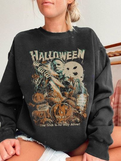 Discover Vintage Halloween Boogeyman Shirt, The Trick Is To Stay Alive, Michael Myers Homage Shirt, Scary Halloween, Horror Film Halloween