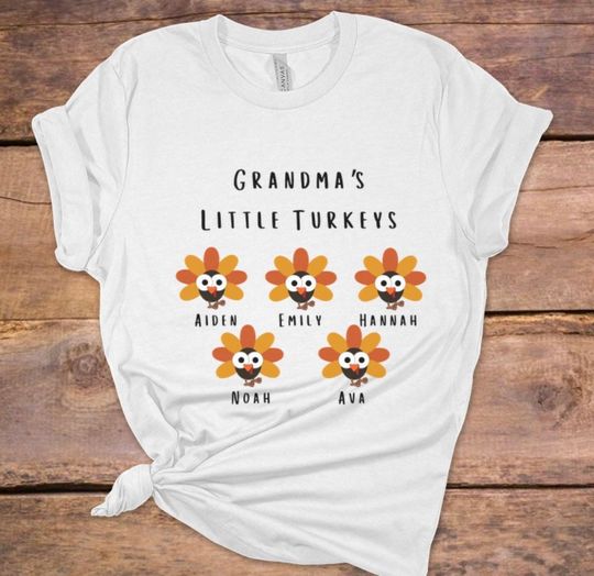 Discover Personalized Custom TurkeyFall Thanksgiving Grandma T Shirt with Grandchildrens names Grandma Nanny Mimi Shirt