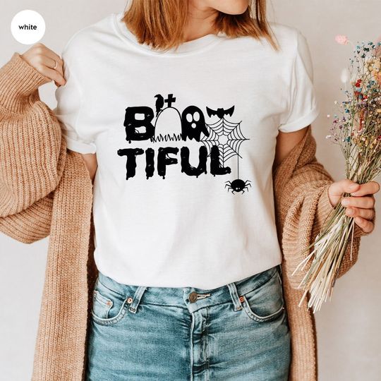 Discover Halloween Shirts, Spooky Season T-Shirt, Ghost T Shirt, Boo Outfits, Bat Clothing, Bootiful Graphic Tees, Gendernautral Adult Tshirts