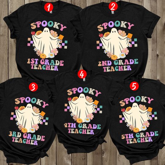 Discover Spooky 1st Grade Teacher Shirt