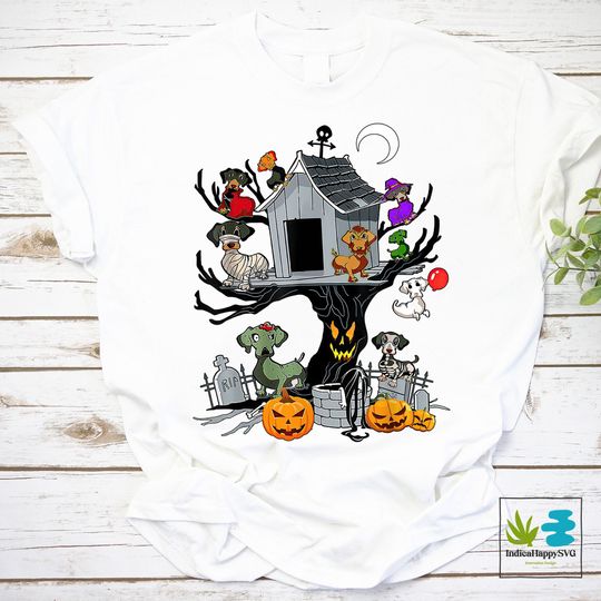 Discover Dachshund Horror, Haunted Tree House  Halloween Costume T-Shirt, Dachshund Shirt, Dog Lover Shirt, Halloween Shirt