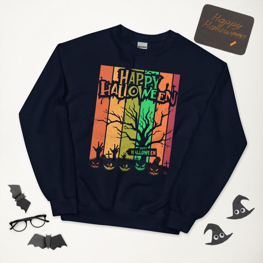 Discover Happy Halloween Horror Tree Shirt - Festive Sweatshirt