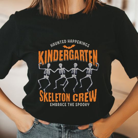 Discover Spooky Kindergarten Teacher Halloween Shirt - Fun Classroom Style