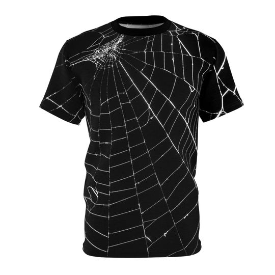 Discover Ripped Torn Spider Web Gothic Emo Punk Rocker Halloween Men's Women's Black Short Sleeve AOP T-shirt Tee Top Gift For Him Gift For Her