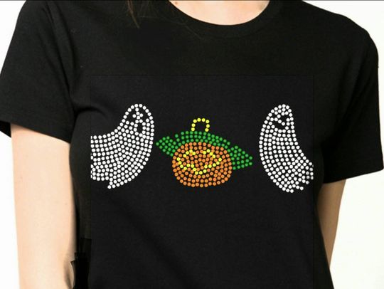 Discover Happy Halloween bling tee, inspired, Rhinestones T-Shirt,T-Shirt Happy,  Night, Party, Rainbow, Fiesta, Friday, Friday Night Halloween, tee