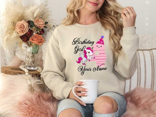 Discover 4th Birthday Girl Unicorn Shirt - Customized Birthday Tee