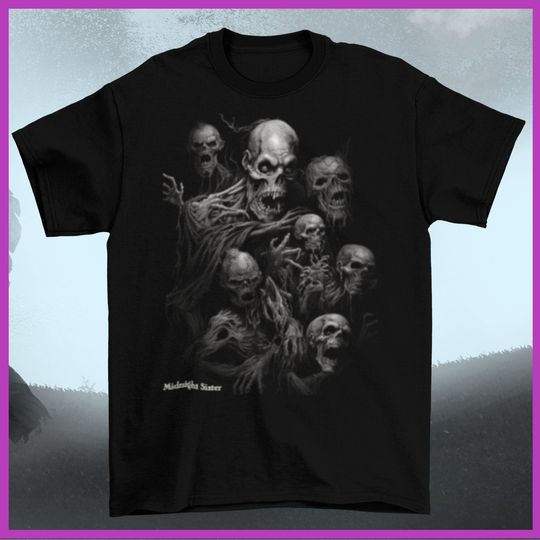 Discover Ghoul Gang Skeleton T-Shirt - Evil Skulls Design - Unisex Halloween Shirt - Unique Spooky Apparel - Top-Rated Horror Merch