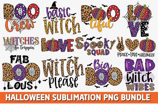 Discover Halloween Sublimation PNG Bundle, Happy Halloween png, Basic witch t shirt, Boo crew t shirt, Spooky squad,Peace love Halloween,Digital file