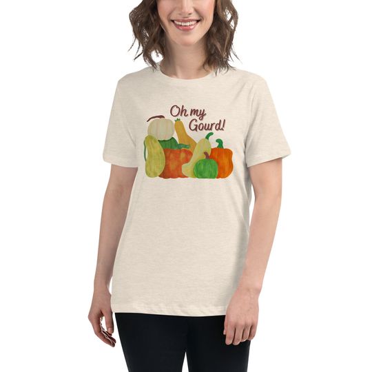 Discover Women's Oh My Gourd Relaxed T-Shirt, Thanksgiving Humorous Saying Tee, Autumn Pumpkins Ladies tshirt