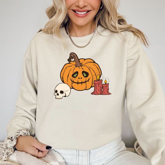 Discover Pumpking with Skull Shirt, Trendy Coffee Shirt, Funny Skeleton T-Shirt, Coffee Lovers Gift, Skull Vintage Tshirt for Women, 