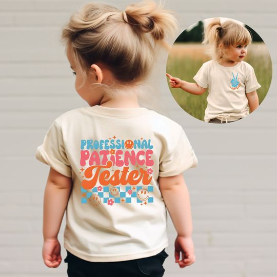 Discover Funny Kids Shirt, Professional Patience Tester Shirt, Skeleton Hand Toddler Shirt, Cute Baby Backside Design Kids Tee, Funny Kid Life Gift