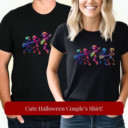 Discover Whimsigoth Dancing Neon Skeleton T-Shirt , Vintage Gothic Halloween Shirt for Spooky Season, Funny Halloween Party Shirt for Fall Season