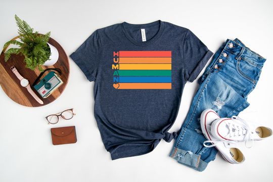 Discover Human Shirt, Pride Month Shirt, LGBTQ Shirt, Human Rights Shirt, Equality Shirt, Pronouns Shirt, Rainbow T-Shirt, Gay Pride Shirt