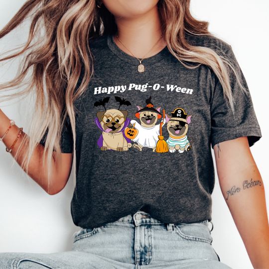 Discover Happy Pug o ween Halloween Women's Tee Shirt - Dog Mom Gift