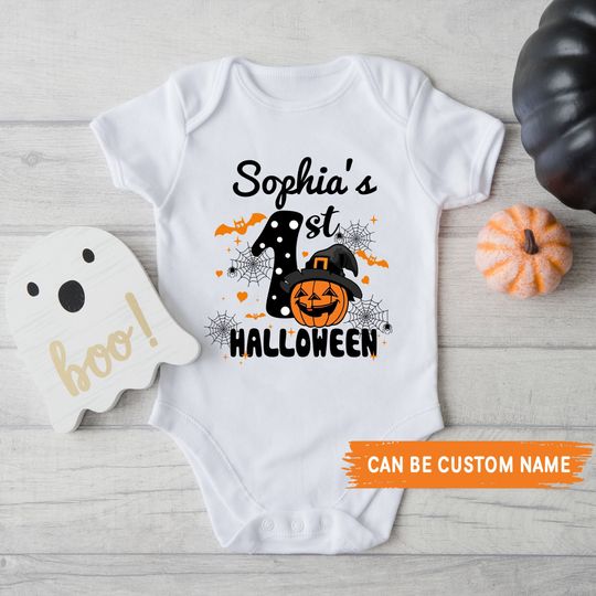 Discover My First Halloween Shirt, Babies 1st Halloween, Customizable Newborn Baby Halloween Shirt, My 1st Halloween, Little Pumpkin Outfit