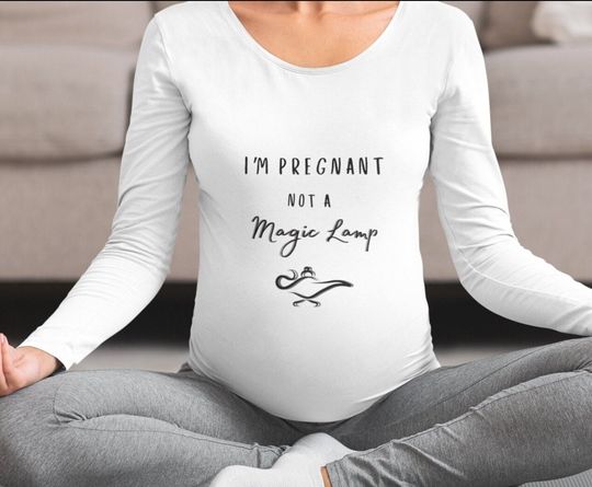 Discover Baby Shower Gift, I'm Pregnant not a Magic Lamp, Preggo Shirt, Dont Touch My Belly, Funny Pregnant shirt, Long sleeve maternity