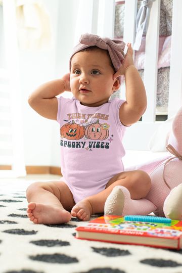 Discover Cute Baby Halloween shirt Thick Thighs and Spooky Vibes Infant Fine Jersey Bodysuit