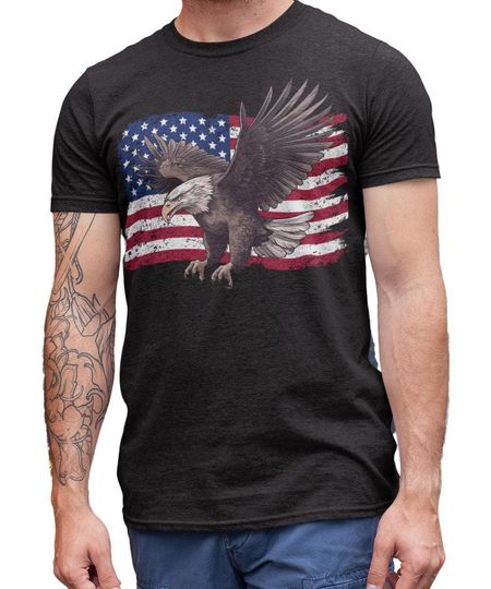 Discover Patriotic American Eagle USA Flag Men's 4th of July Graphic Tee
