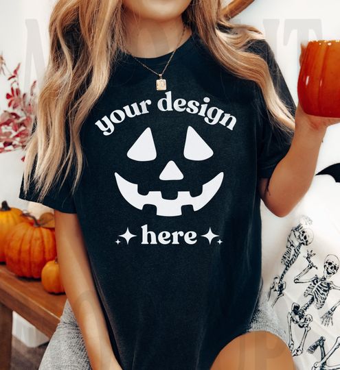 Discover C1717 Black Shirt Mockup - Halloween Oversized Tee Display