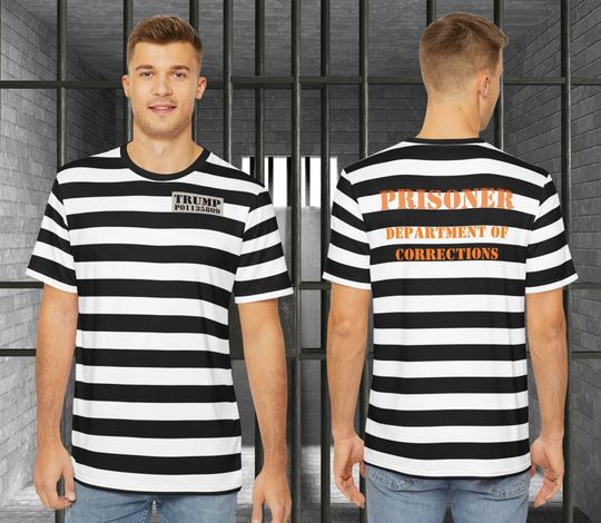 Discover Funny Halloween Shirt Trump Jail Costume Adult Halloween Costume Men Tshirt Anti Trump Shirt Mug Shot Fulton County Inmate Convict Prisoner