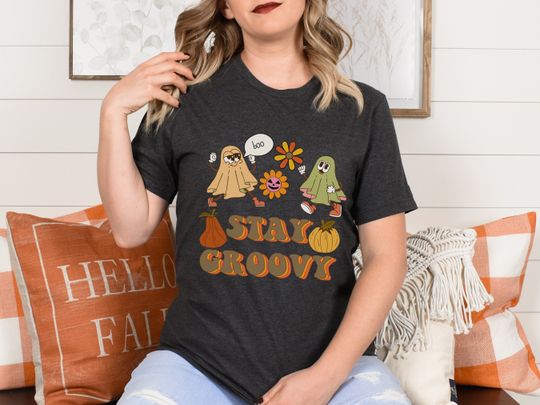 Discover Groovy Halloween T-Shirt with Cute Ghosts for Her
