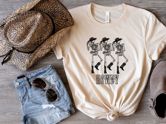 Discover Howdy Cowboy Skeleton Shirt, Country Girl Tee, Saddle Up Buttercup Shirt, Cowboy Shirt, Cowgirl Tee Texas Shirt, Western Shirt, Southern Tee