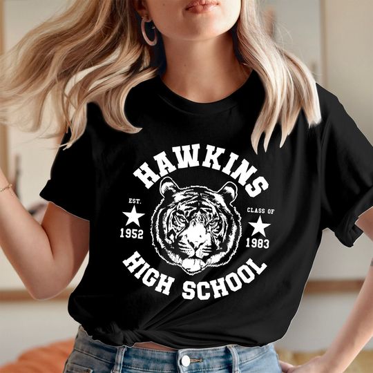 Discover TSHIRT (3606) CLASS of 1983 Hawskin High School Class of 1983 Max Running Up Friends Eleven Upside Down T-shirt