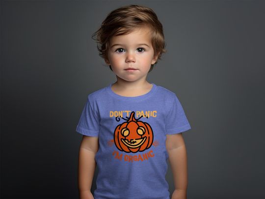 Discover Don't panic I'm organic, Halloween Pumpkin Shirt for Kids, Step up your child's Halloween. Gift for kids, toddlers, and babies.