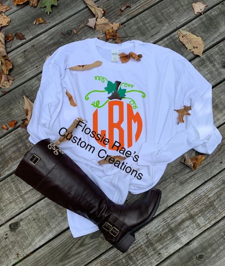 Discover Fall pumpkin monogram Tee
