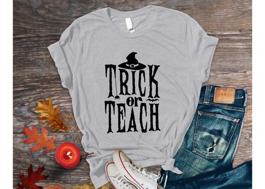 Discover Trick or Teach. Halloween T-shirt. Long Sleeve. Short Sleeve. For Teachers.