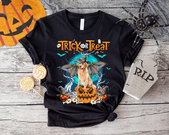 Discover Halloween Trick or Treat Golden Retriever Dog Witch Shirt,Halloween Trick-Or-Treat,Halloween Trick-or-Treat Shirt,Halloween Golden Retriever