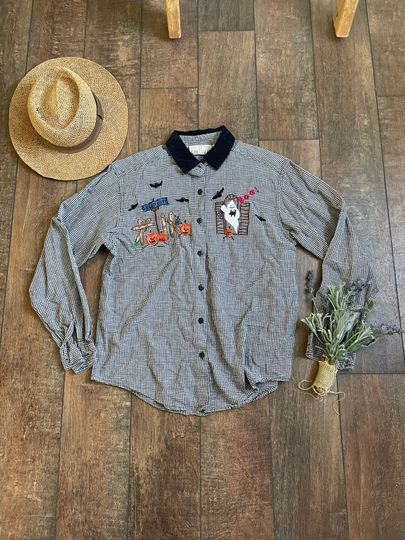 Discover Vintage Gingham Halloween Shirt - Cute Teacher Design
