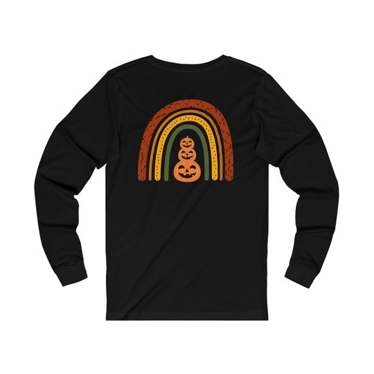 Discover Unisex long sleeve cotton shirt, halloween shirt, fall shirt, pumpkin shirt, halloween graphic long sleeve shirt