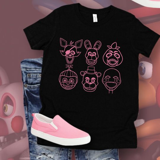 Discover Five Nights Horror Gaming Kids Shirt | Unisex Youth Five Nights at Freddys Spooky Creepy TShirt | Scary FNAF Childs Tee |