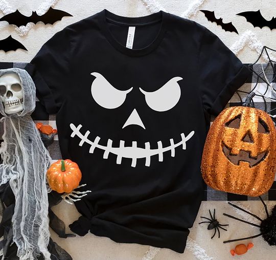 Discover Pumpkin Face Halloween T-Shirt - Jack O Lantern Graphic