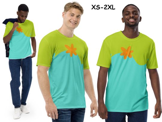 Discover Mystery Truck Men T-Shirt Cosplay Halloween Top Costume Floral Hippie Shirt Green Tee Outfit